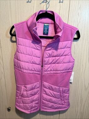 TekGear Quilted Sleeveless Vest Pink with Stand Collar NWT